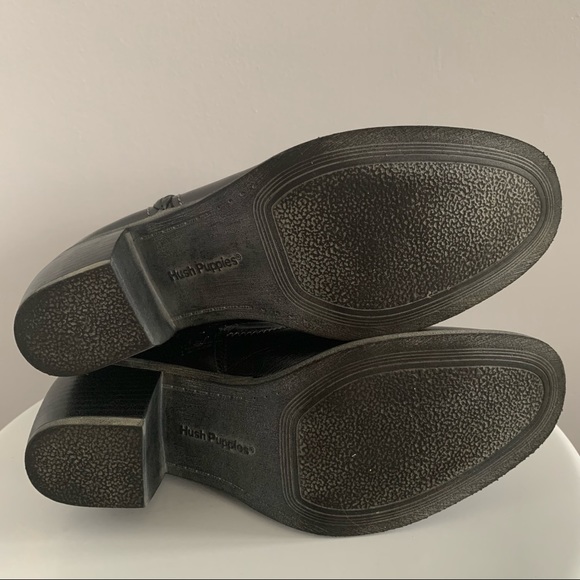 Hush Puppies Rustique West - Black Leather Mid Calf Boots with Heel - Size 8M - Picture 12 of 15